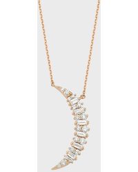 BeeGoddess - Crescent Round And Baguette Diamond Necklace - Lyst