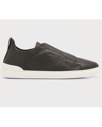 Zegna - Triple Stitchtm Slip-on Soft Calf Leather Low-top Sneakers - Lyst