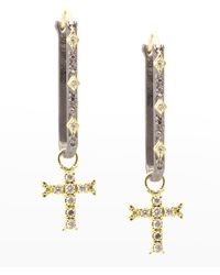Armenta - Old World 26mm Paperclip Earrings With Pave Cross Drops - Lyst