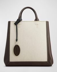 Tod's - Medium Double Up Leather And Canvas Shopping Bag - Lyst