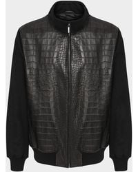 Gorski - Croco-Print Nappa Leather & Loro Piana Wool Bomber Jacket - Lyst