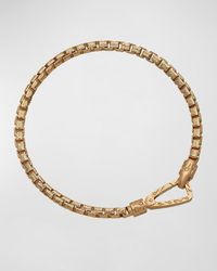 Marco Dal Maso - Carved Yellow Gold Plated Silver Bracelet With Matte Chain And Polished Clasp - Lyst