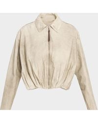 Loewe - Coated Denim Draped Bomber Jacket - Lyst