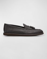 Giorgio Armani - Woven Leather Tassel Loafers - Lyst