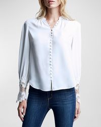 L'Agence - Ava Lace-Cuff Blouse - Lyst