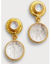 Elizabeth Locke - 19k Venetian Glass Intaglio Swinging Earrings With Round 5mm Cabochon Stone - Lyst