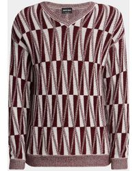 Giorgio Armani - Jacquard Stitch Cashmere Blend V-Neck Sweater - Lyst