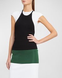 Ferragamo - Colorblock Layered Cap-Sleeve Midi Dress - Lyst