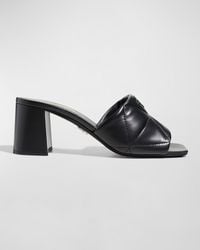 Prada - 65mm Quilted Leather Block-heel Slide Sandals - Lyst