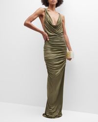 GAUGE81 - Ina Metallic Ruched Cowl-Neck Maxi Dress - Lyst
