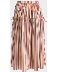 Solid & Striped - The Ivy Striped Drop-Waist Midi Skirt - Lyst