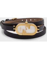 Fendi - O'Lock Vertical Oval Calf Leather Wrap Watch - Lyst