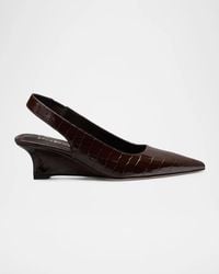 Stuart Weitzman - Vinnie 50Mm Croc-Embossed Leather Slingback Sandals - Lyst