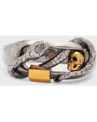 Alexander McQueen - Two-tone Snake And Skull Ring - Lyst