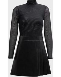 Alice + Olivia Chara Vegan Leather Short-Sleeve Pleated Mini Dress in Black | Lyst Alice + Olivia Chara Vegan Leather Short-Sleeve Pleated Mini Dress in Black | Lyst