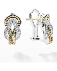 Lagos - Newport Diamond 15x8mm Knot Omega Clip Earrings - Lyst
