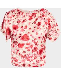Isabel Marant - Hervane Floral Devoré Silk Georgette Flutter-Sleeve Top - Lyst