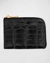 Abas - Glazed Alligator Leather Zip Card Case - Lyst