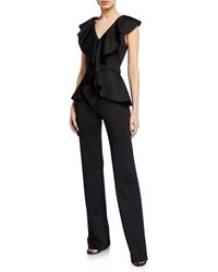 Black Halo Syn Ruffle Jumpsuit - Black