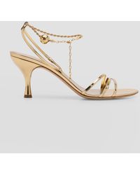 Ferragamo - Denise Metallic Ankle-Chain Sandals - Lyst