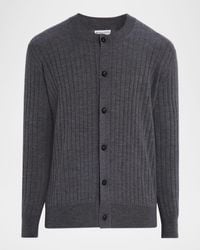 Bottega Veneta - Ribbed Wool Cardigan With Leather Buttons - Lyst