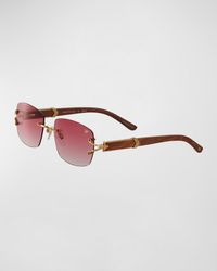 Vintage Frames Company - Bal Harbour Wood 24k Yellow Gold Rectangle Sunglasses - Lyst