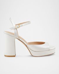 Stuart Weitzman - 100Mm Dayna Ii Satin Ankle-Strap Platform Sandals - Lyst