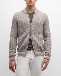 Kiton - Cashmere Cable Knit Full-Zip Sweater - Lyst