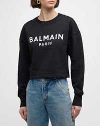 Balmain - Logo Bulky Crop Sweatshirt - Lyst