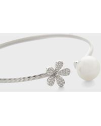 Pearls By Shari - 18k White Gold 10.5mm South Sea Pearl And Pave Diamond Flower Bracelet - Lyst