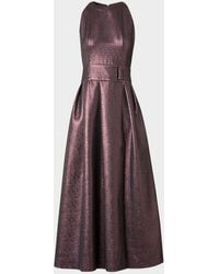 Akris Punto - Sleeveless Belted Metallic Midi Dress - Lyst
