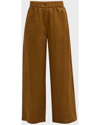 Eileen Fisher - Cropped Wide-Leg Organic Linen Pants - Lyst