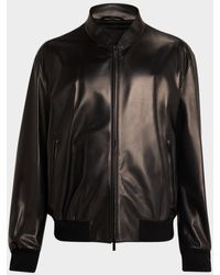 Giorgio Armani - Napa Leather Full-Zip Bomber Jacket - Lyst