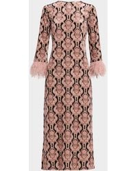 Cara Cara - Danya Printed Dress With Feather Cuffs - Lyst