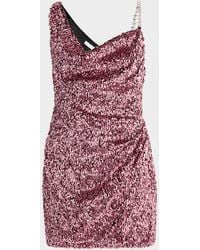 Area - Crystal Strap Sequined Mini Dress - Lyst