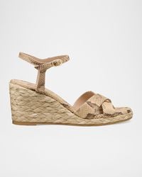 Stuart Weitzman - 65Mm Dayna Snake-Printed Leather Espadrille Wedge Sandals - Lyst