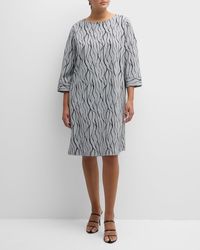 Caroline Rose Plus - Plus Size Wave Intarsia-Knit Knee-Length Dress - Lyst