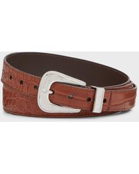 Brunello Cucinelli - Western Buckle Croc Leather Belt - Lyst
