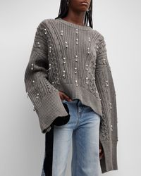 Hellessy - Ezra Crewneck Pearl-Embroidered Sweater - Lyst