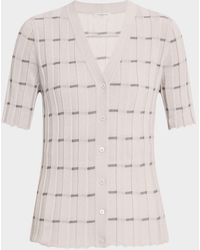 Lafayette 148 New York - Striped Cashmere Rib Cardigan - Lyst