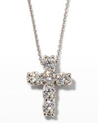 Roberto Coin - 18k Diamond Square-set Cross Pendant Necklace - Lyst
