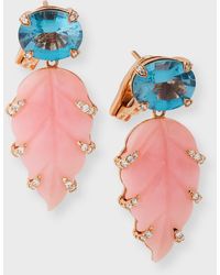 Piranesi - 18K Rose Oval Topaz, Carved Opal And Round Diamond Earrings - Lyst