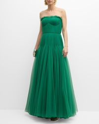 Zac Posen - Strapless Pleated Tulle Bustier Gown - Lyst