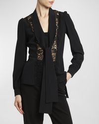 Dolce & Gabbana - Tie-Neck Blouse With Lace Inset Detail - Lyst