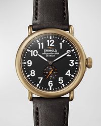 Shinola - 47Mm Runwell Sub-Second Watch With Leather Strap - Lyst