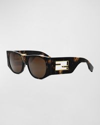Fendi - Baguette Logo Acetate Oval Sunglasses - Lyst