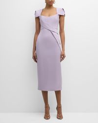 Roland Mouret - Origami Cap-Sleeve Wool-Silk Midi Dress - Lyst
