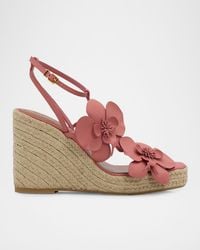 Zimmermann - 110Mm Orchid Leather Espadrille Wedge Sandals - Lyst