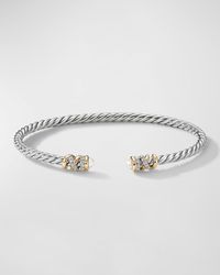 David Yurman - Petite Helena Open Bracelet With Diamonds In Sterling Silver And Yellow Gold - Lyst