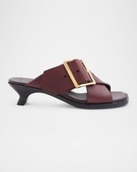 Loewe - Petal Leather Buckle Slide Sandals - Lyst